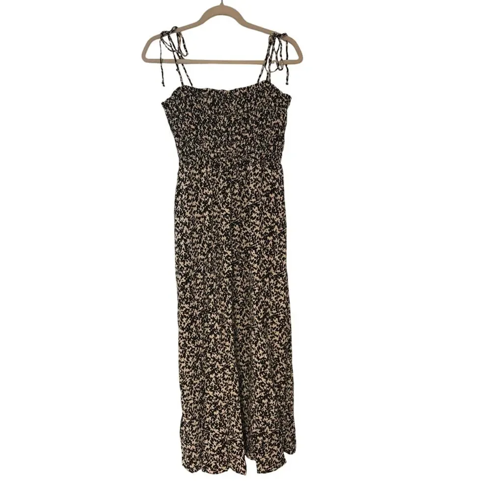 NWT Madewell Tie Shoulder Midi Dress in Floral Black Size 0 - Picture 4 of 9